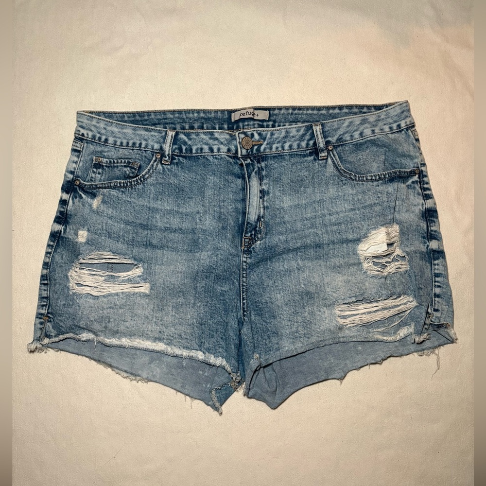 Refuge Light Blue Distressed Jean Shorts